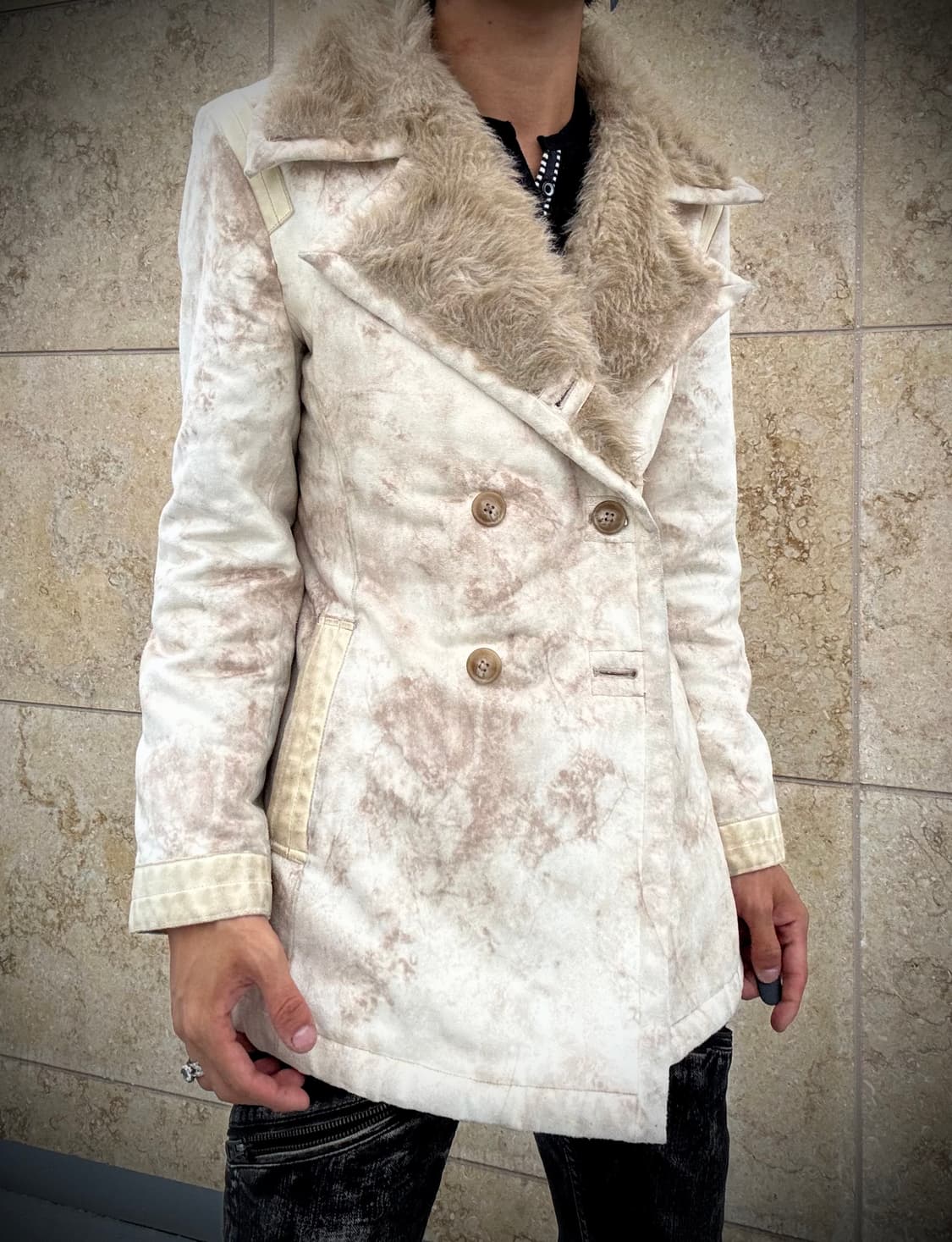 00’s V-Kei Archive Beige Fur Trimming Ja 상품이미지1