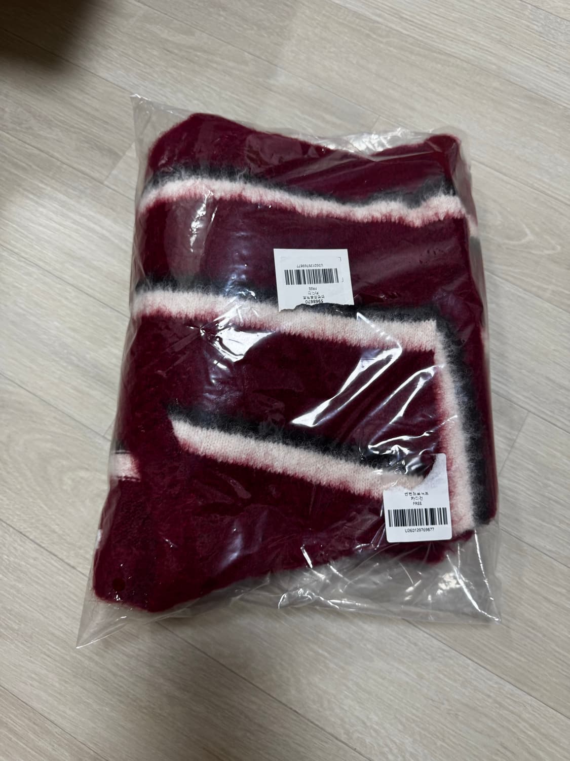 썬번프로젝트 스트라이프 가디건 버건디 상품이미지4