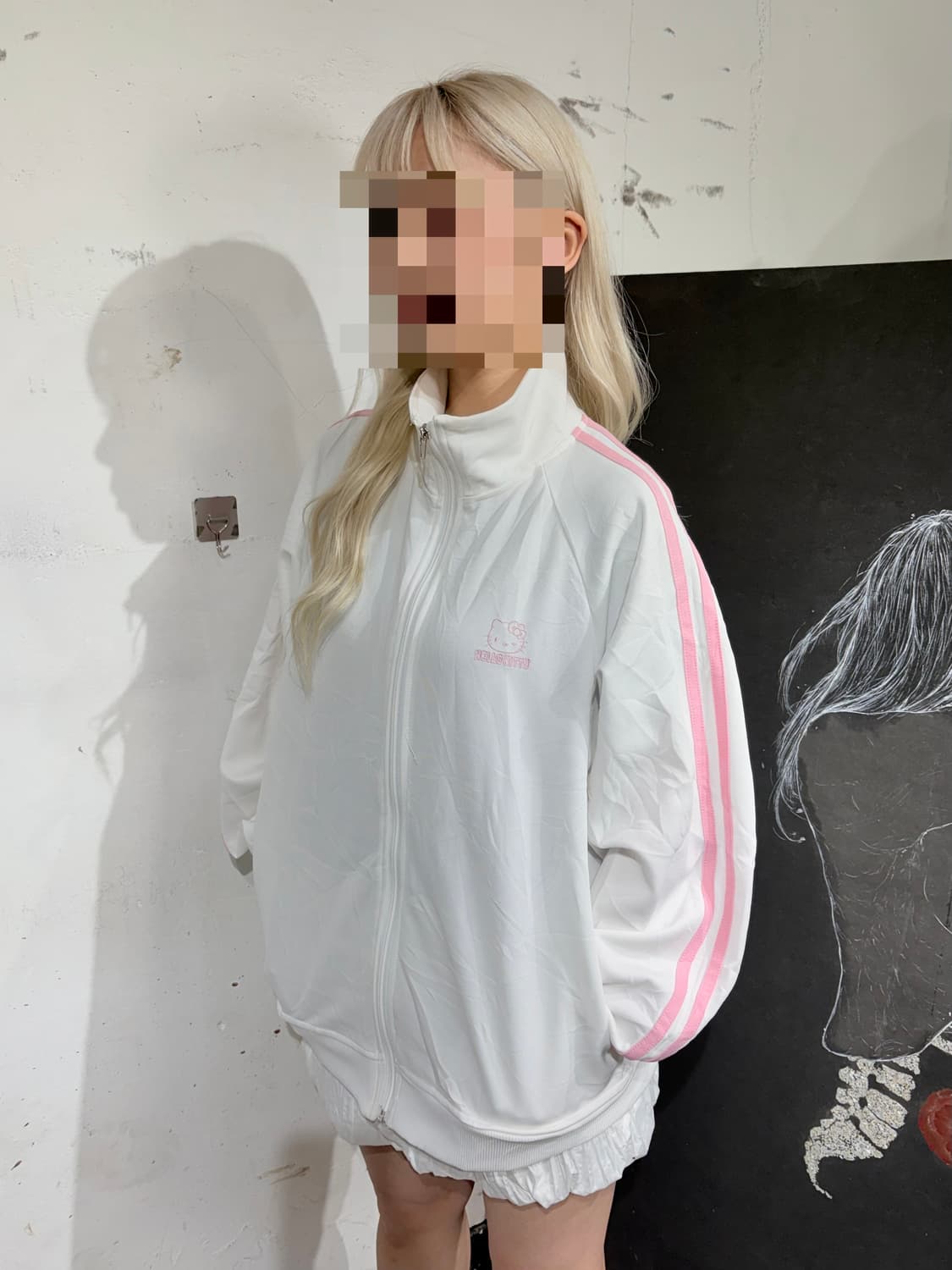 JPN 일본 빈티지 헬로키티 화이트 핑크 오버핏 져지 L 상품이미지2