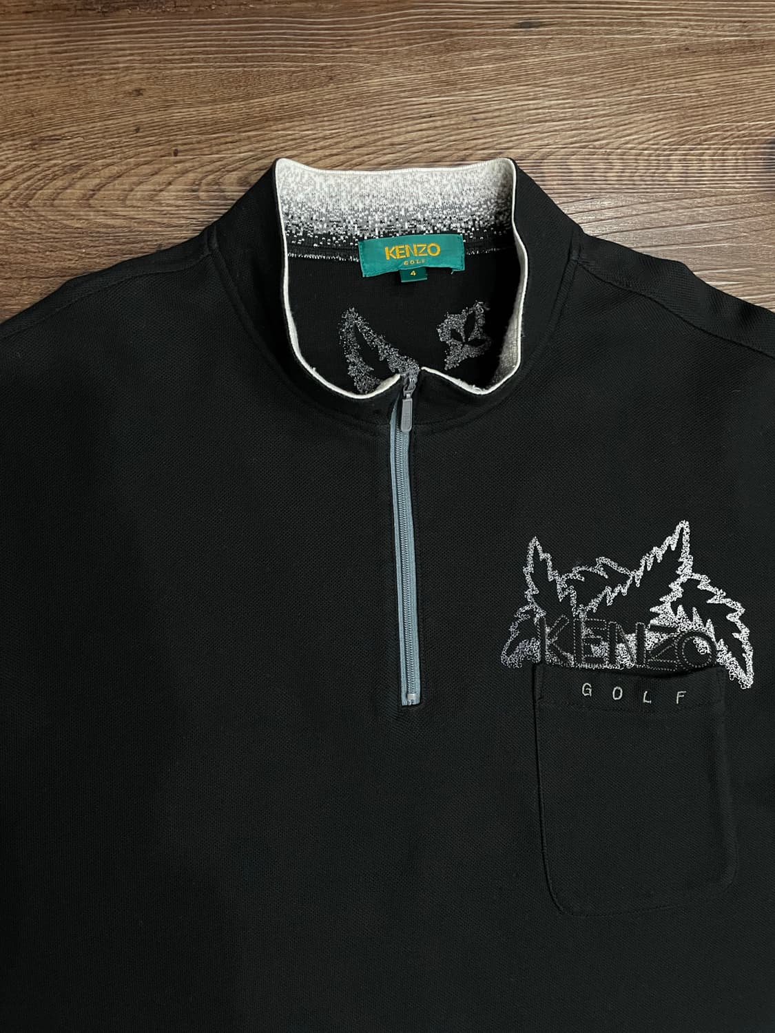 겐조 일본판 블랙 하프집업 반팔 티셔츠 상품이미지1