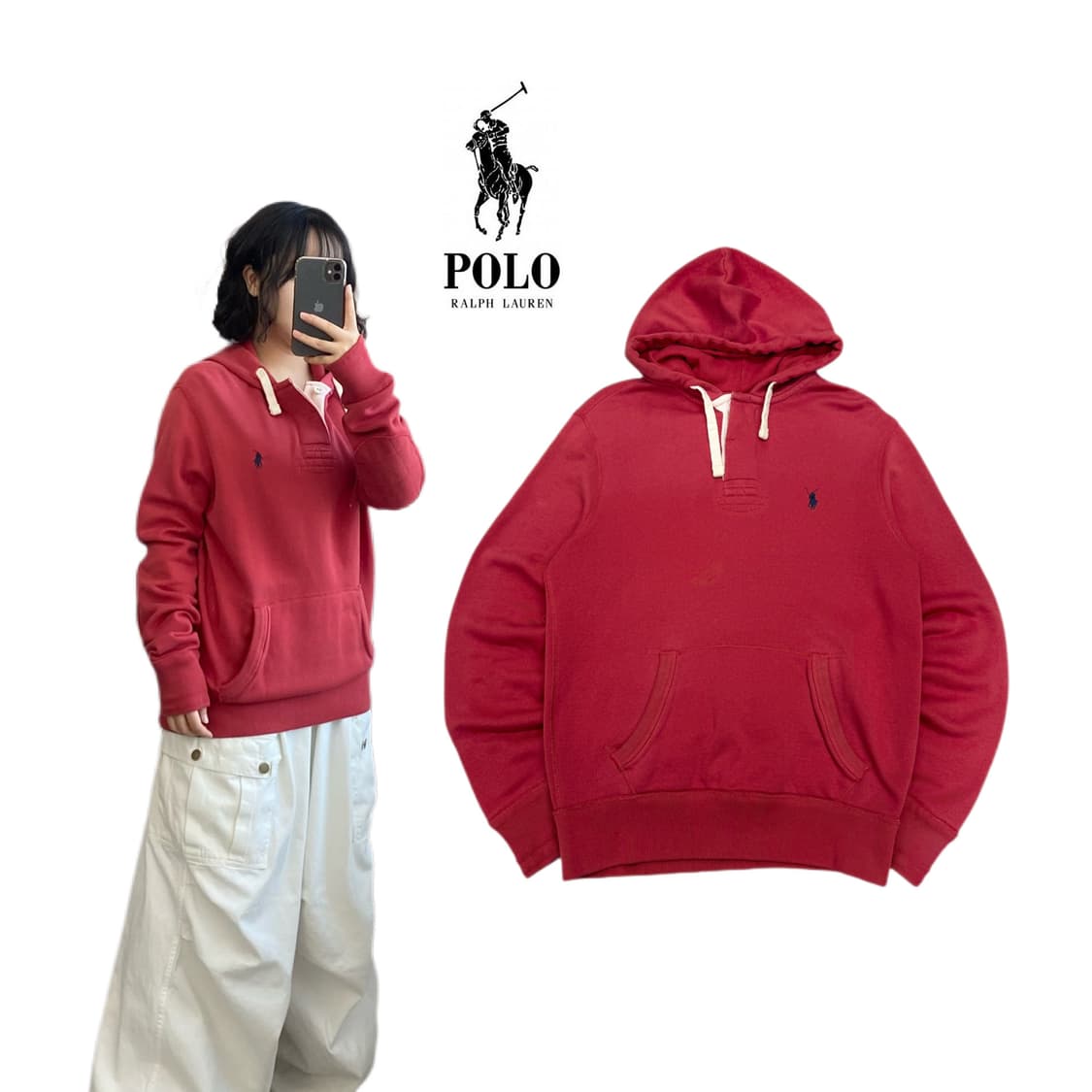 폴로 포니 스냅 버튼 후드티 상품이미지1