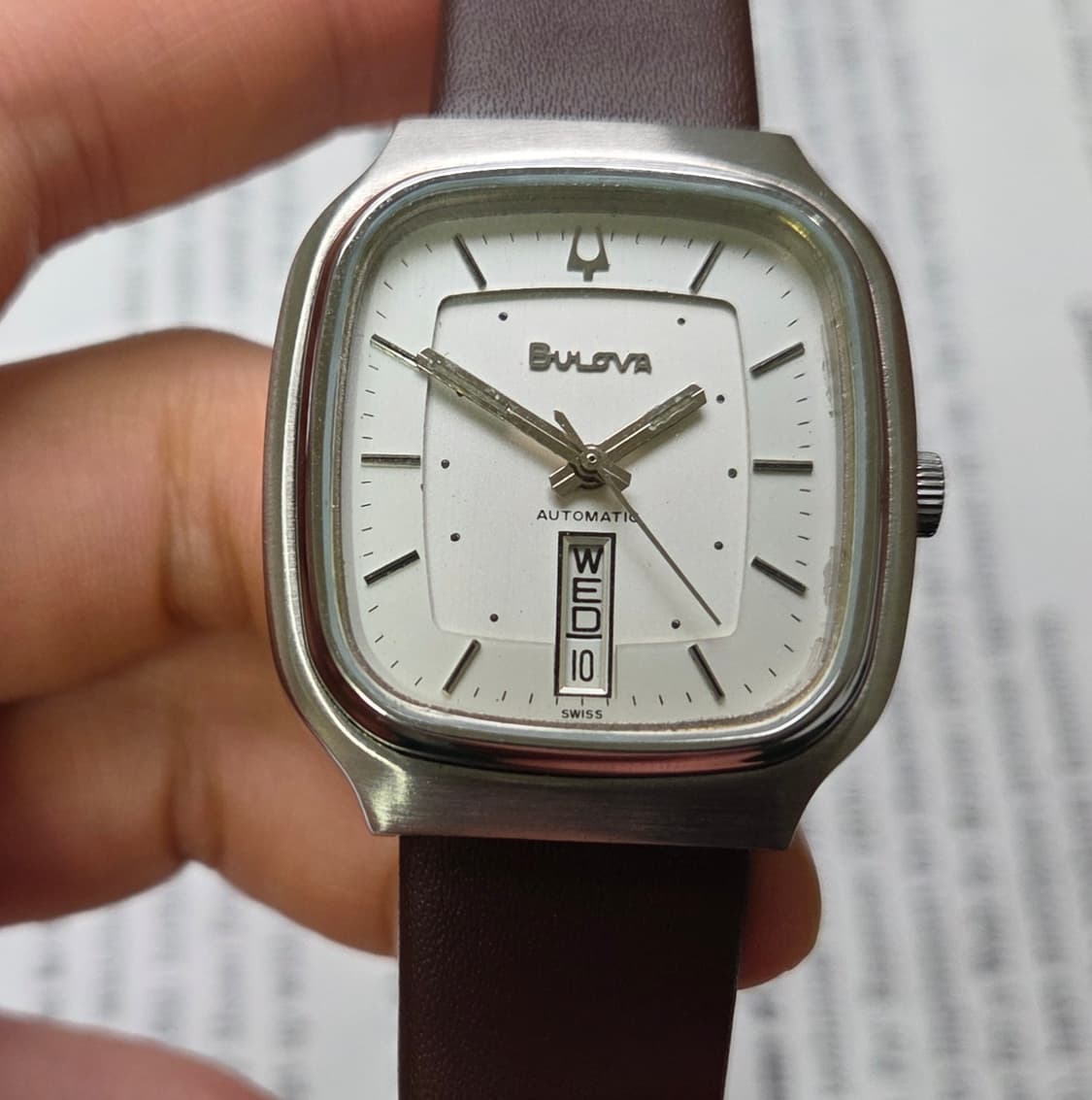 빈티지 부로바 사각탱크형 오리지널 실버판 데이데이트 오토매틱  상품이미지3