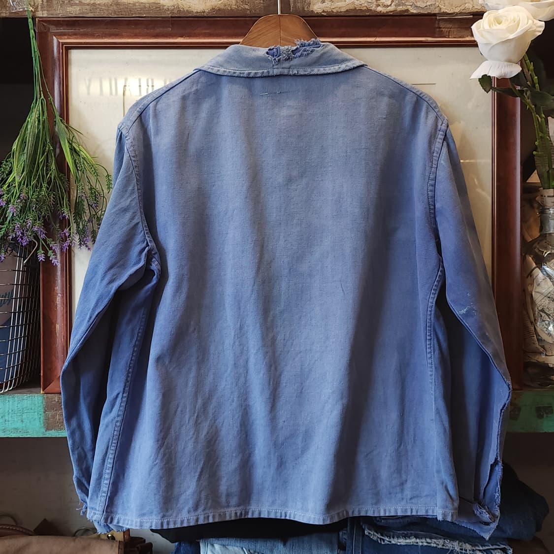 60s 프렌치 워크자켓 프렌치자켓 페이딩 블루 썬페이딩 m 상품이미지3