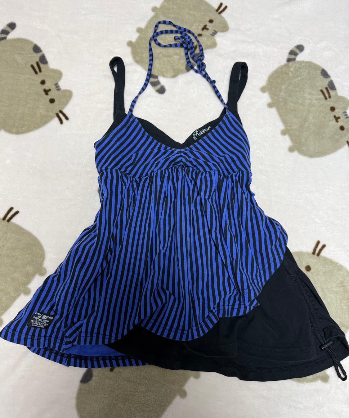 블랙+블루 홀터넥 나시티 상품이미지1