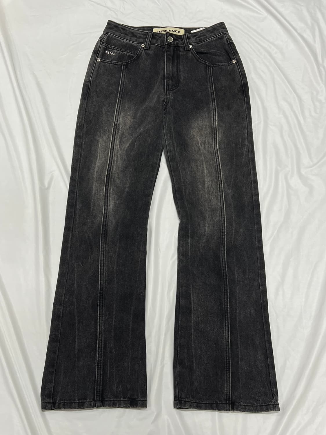 (XS) 인사일런스 세미 플레어 흑청 데님 팬츠 상품이미지1