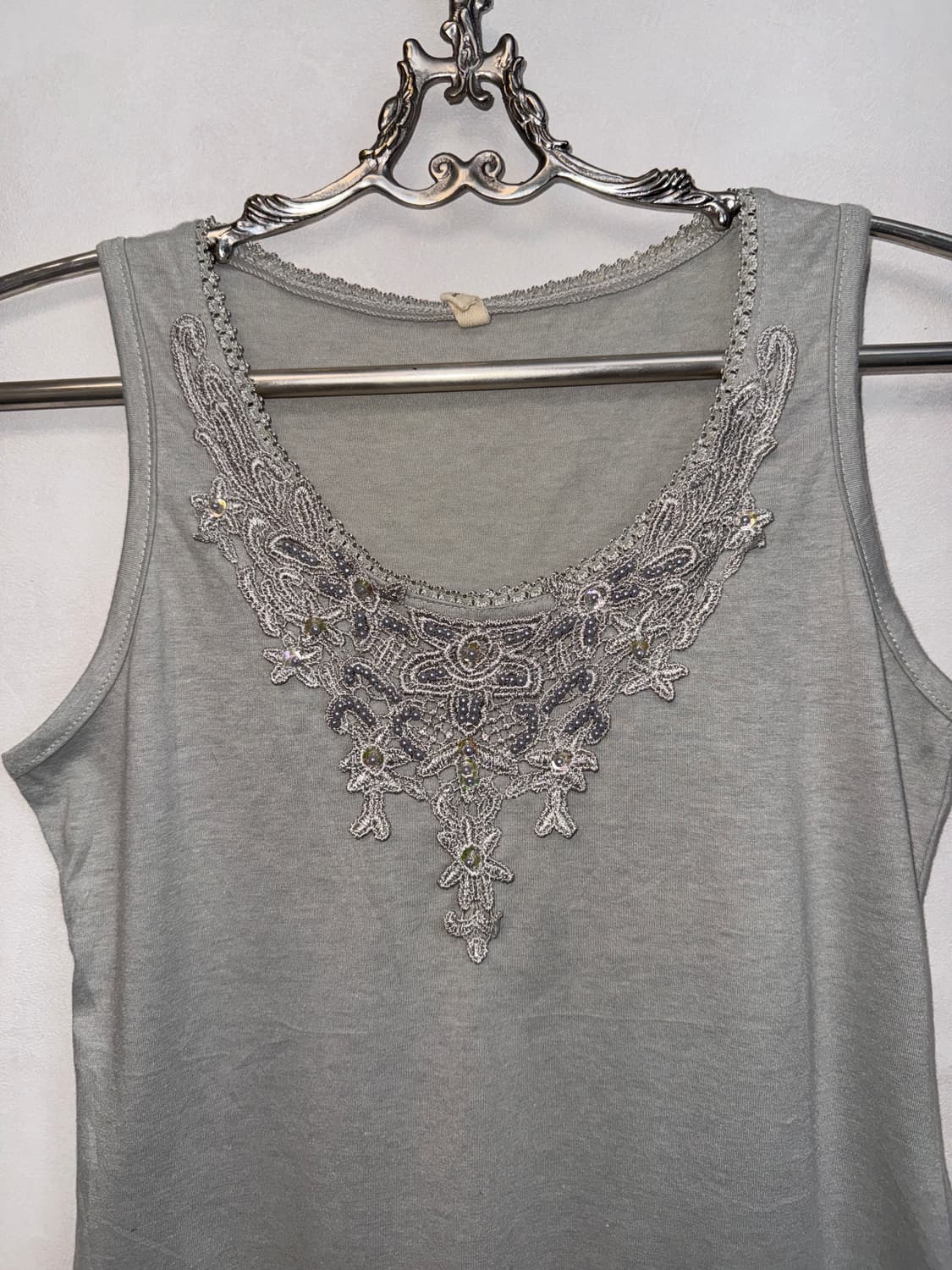 Gray oriental fairy beads lace 슬리브리스 상품이미지3