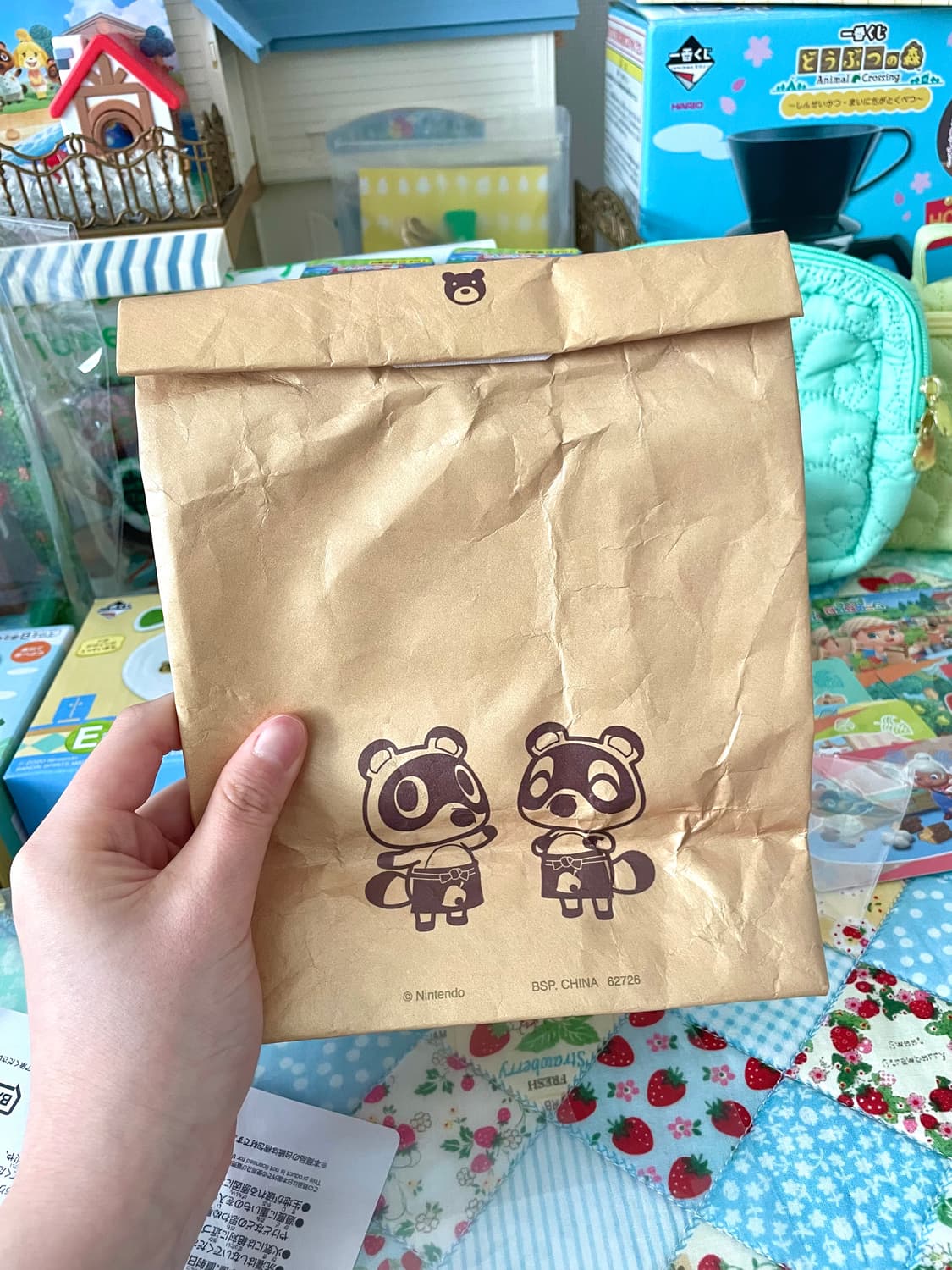 (미사용 새상품) 동물의숲 이치방쿠지 떡밥 분실물 곰돌이 파우치 D상 상품이미지2