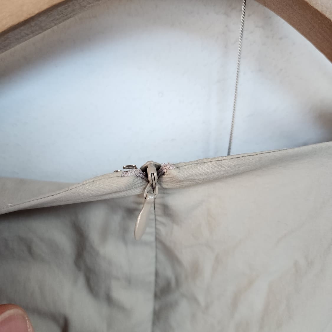 지컷 베이지 퍼프 반팔 롱 원피스 상품이미지5