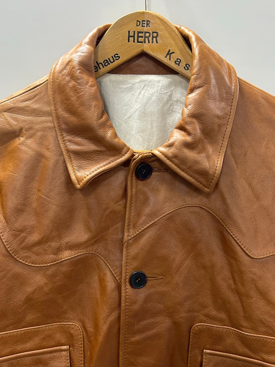 STU 커브드 레더 자켓 카멜 [L] 상품이미지2