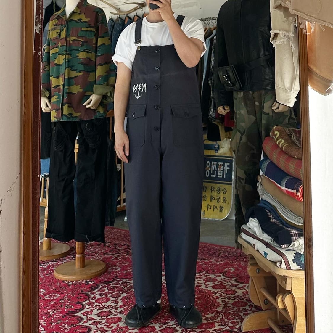 (착용컷) 프랑스 해군 오버롤 데크 팬츠 (남성용) 상품이미지1