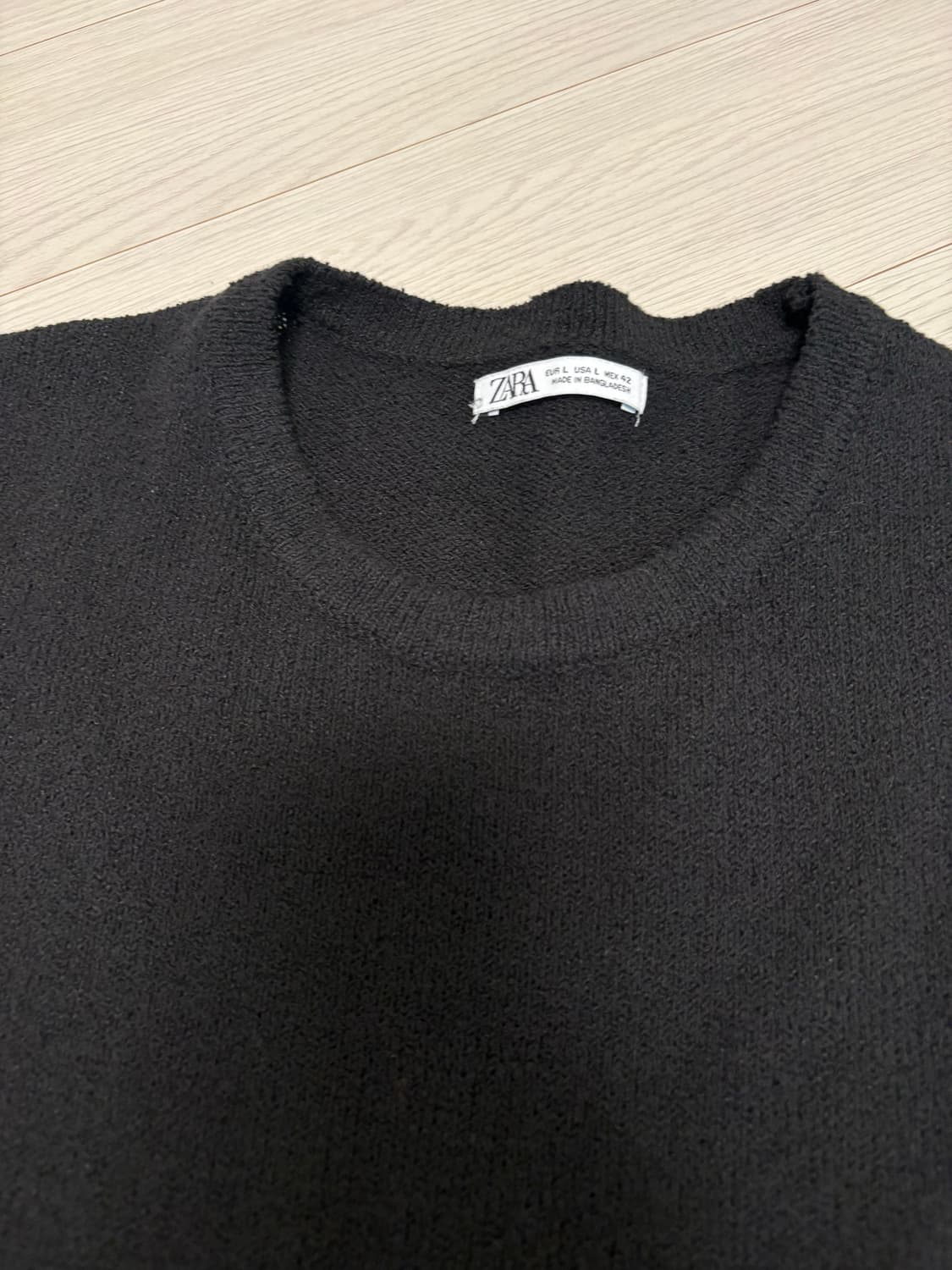 자라 부클 니트 반팔 티셔츠 블랙 L (100-103) 상품이미지3