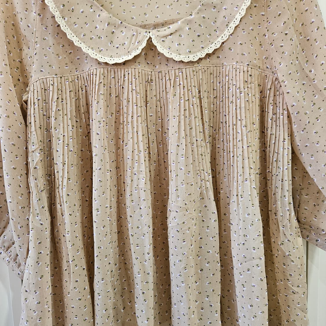 일본빈티지 잔꽃 레이스카라 블라우스 상품이미지4