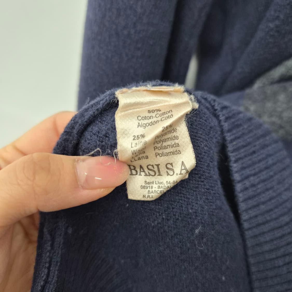 라코스테 아가일 브이넥 니트 네이비 남성 M 상품이미지4