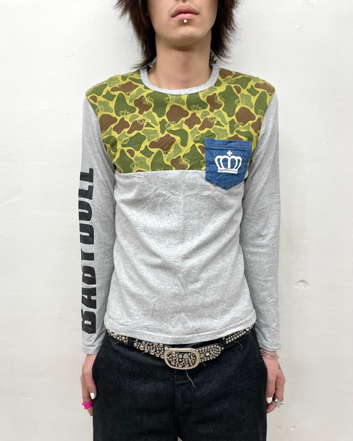 Baby doll camouflage denim pocket sleeve 상품이미지3