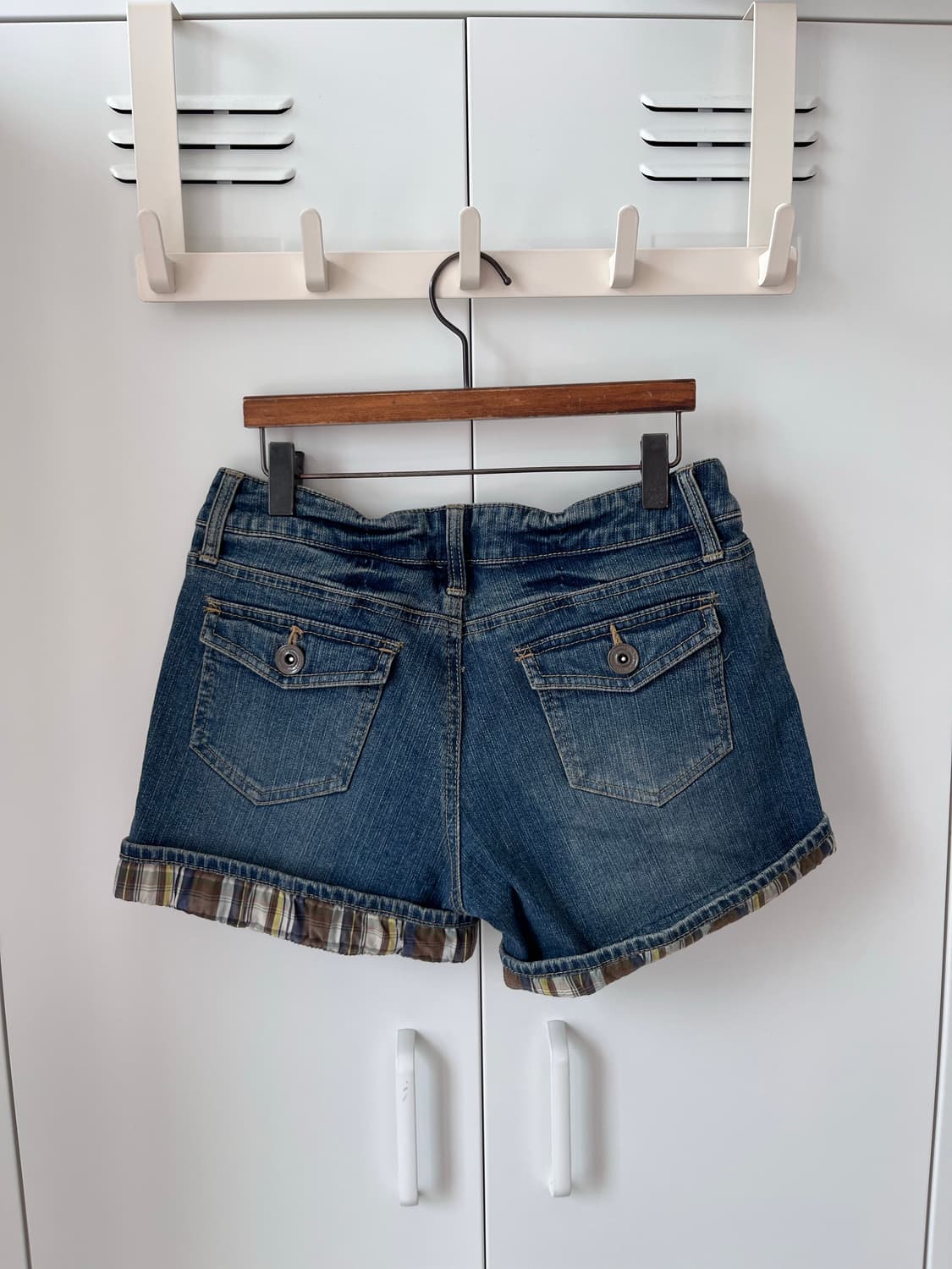 Colza 체크 롤업 레이어드 데님 숏팬츠 반바지 상품이미지6