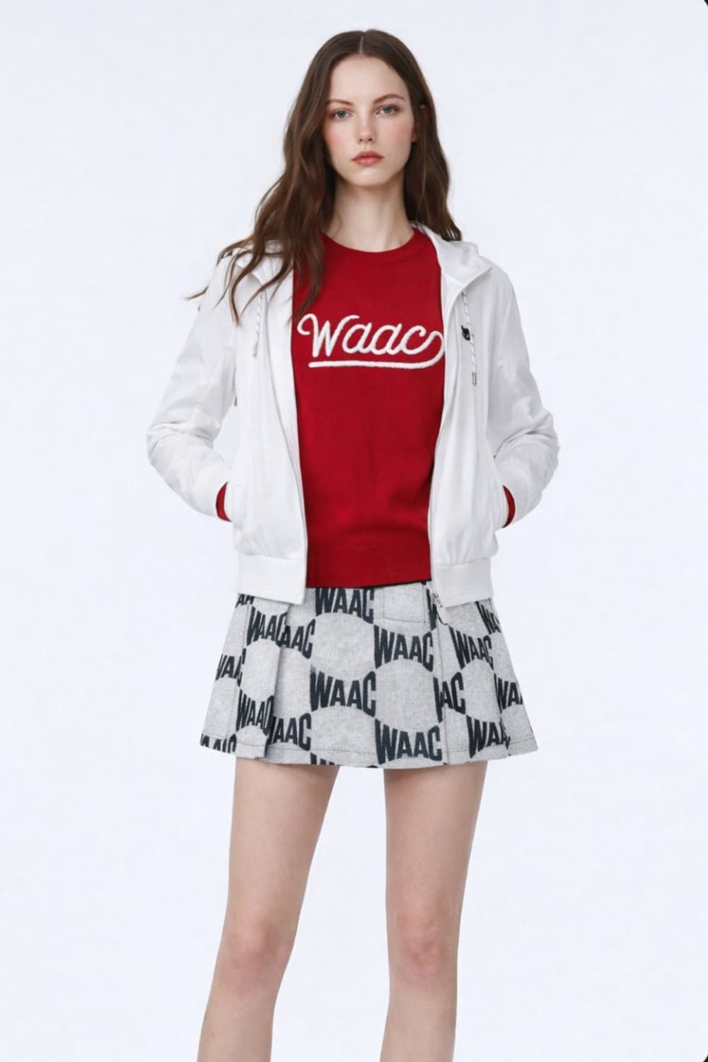 WAAC 왁 모노그램 자카드 레더라인 스커트 44사이즈 상품이미지1