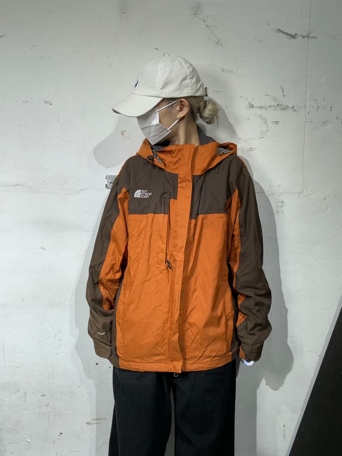 노스페이스 오렌지 하이벤트 고프코어 등산 후드 바람막이 자켓 M 상품이미지2