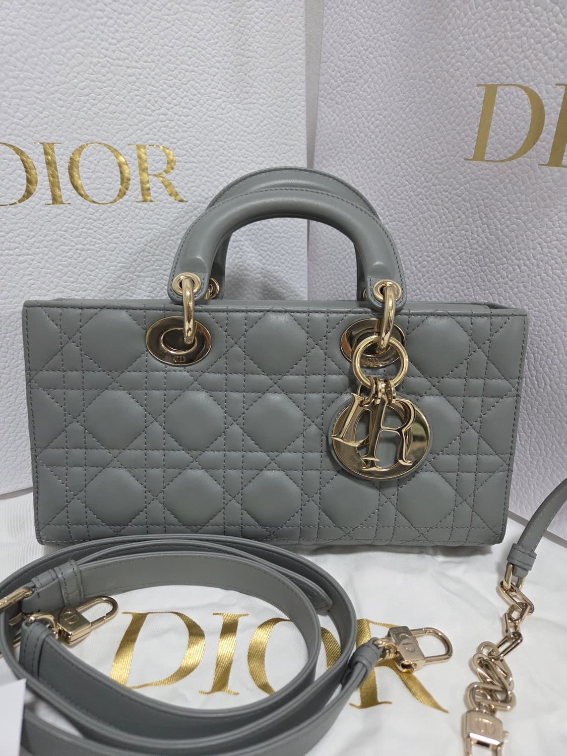 디올 레이디 디조이 백 Medium Size Stone Gray  상품이미지2