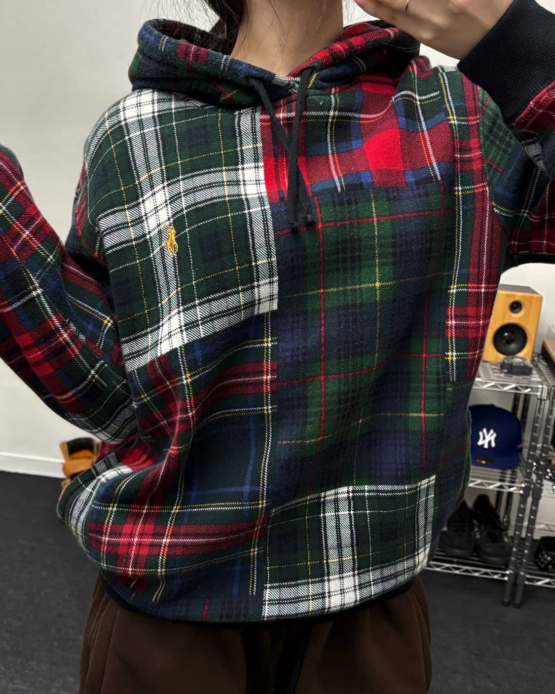 폴로 신형 마드라스 체크 후드티 상품이미지2