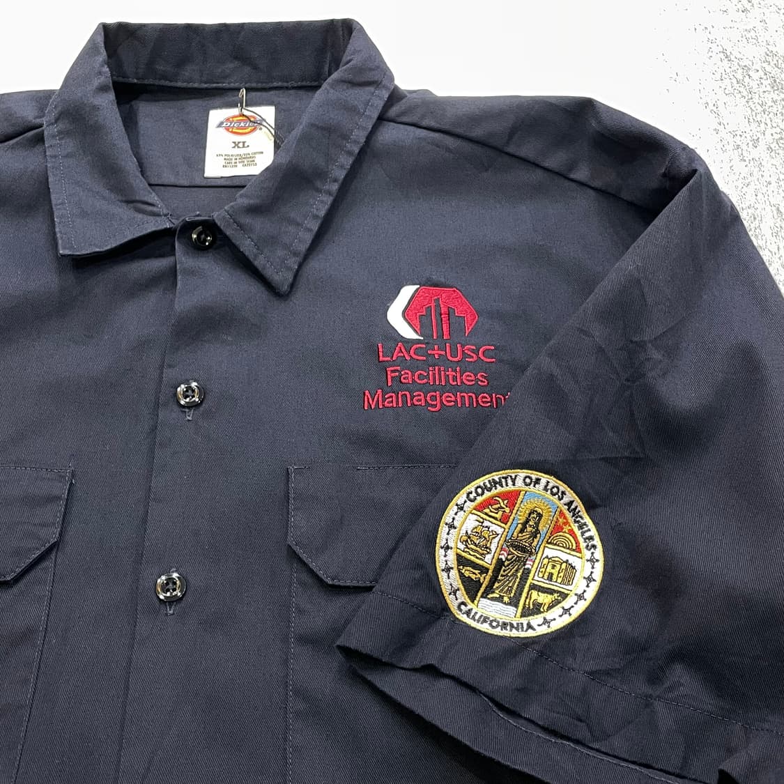 (XL) Dickies 디키즈 반팔 워크 셔츠 패치 네이비 상품이미지8