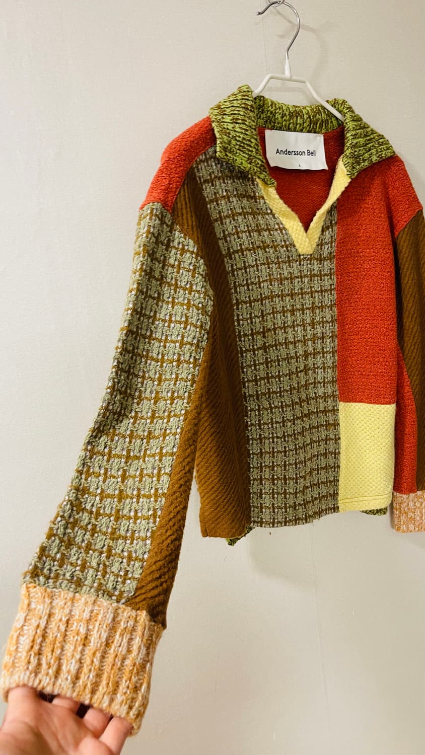 앤더슨벨 시에나 패치워크 니트 폴로 스웨터 S 정가 922,000원 실착 상품이미지6