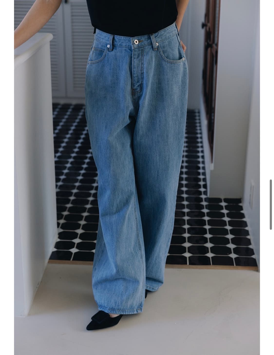 새상품) 파르벵 farven 워시드 와플 데님 팬츠 M 상품이미지3