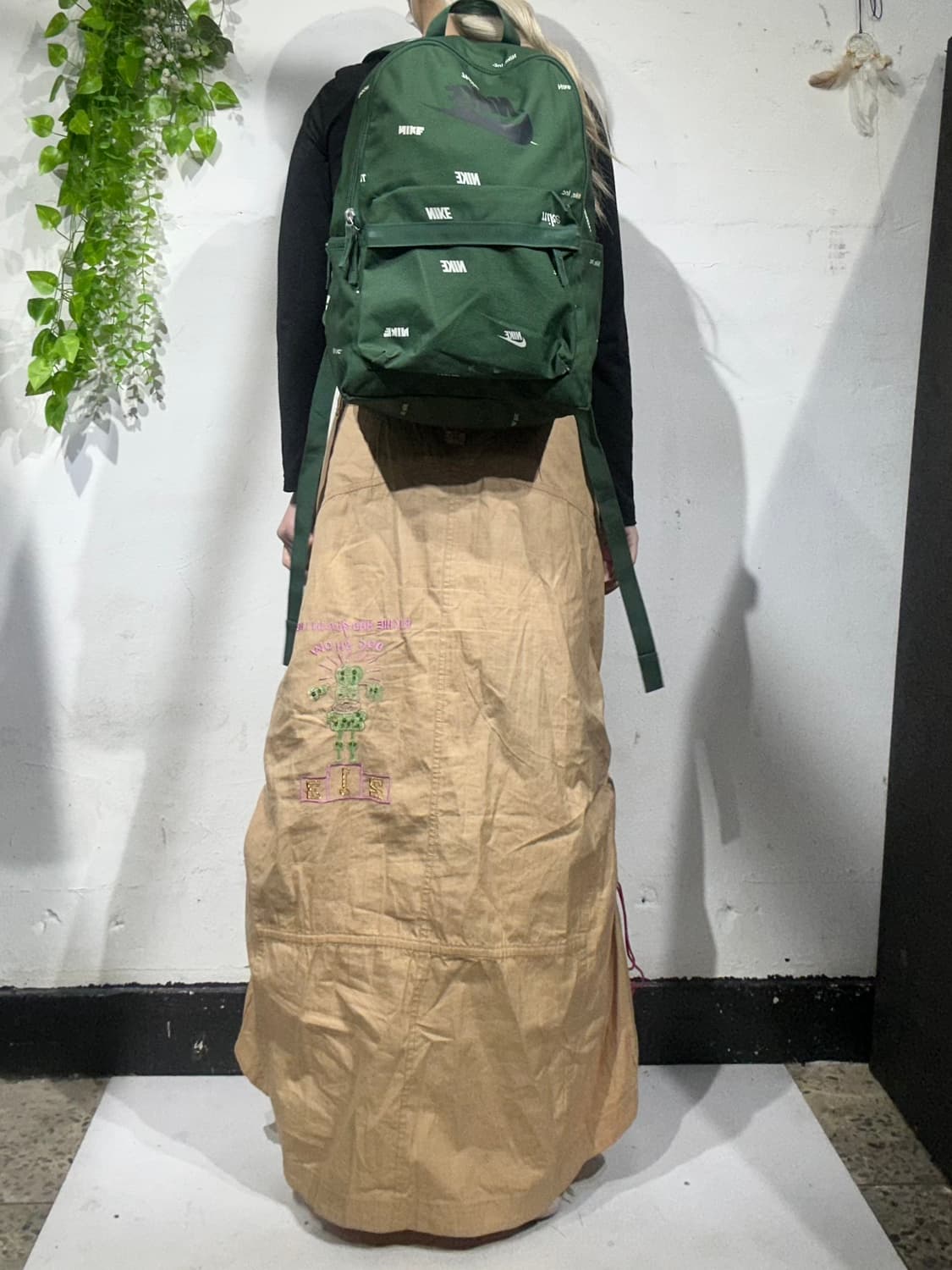 00s 나이키 그린 화이트 스우시 패턴 백팩 가방 상품이미지3