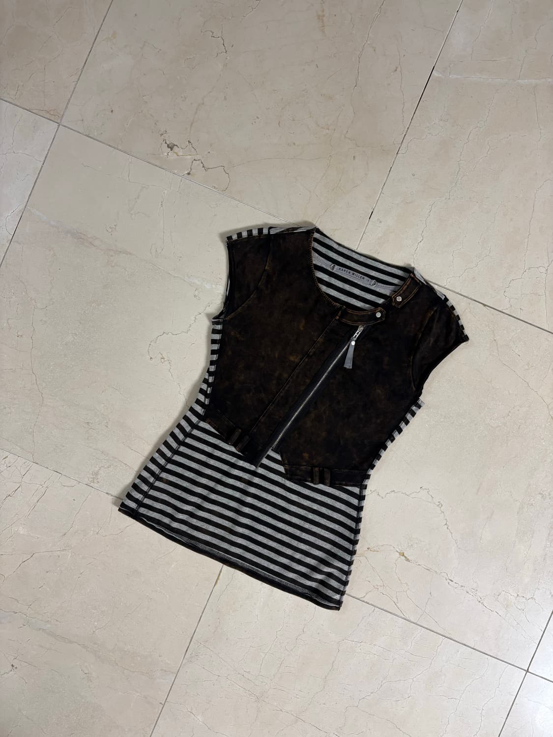 Karen Millen Layered Biker Tee  상품이미지6
