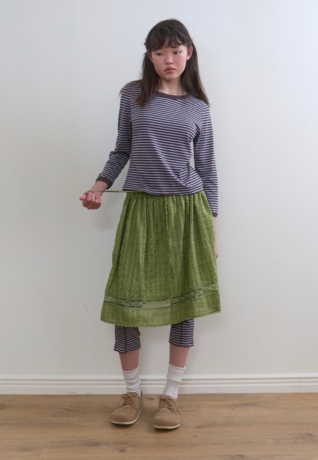 노컨텐츠 Garden midi sk leaf green 스커트 상품이미지5