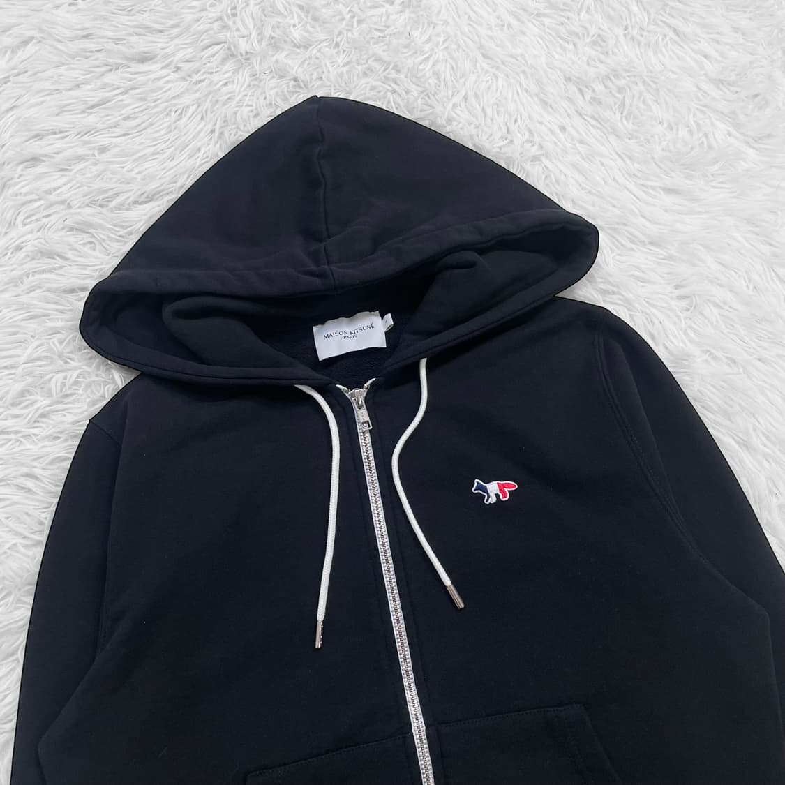 메종키츠네 트리플 컬러 폭스 후드집업 블랙 상품이미지3