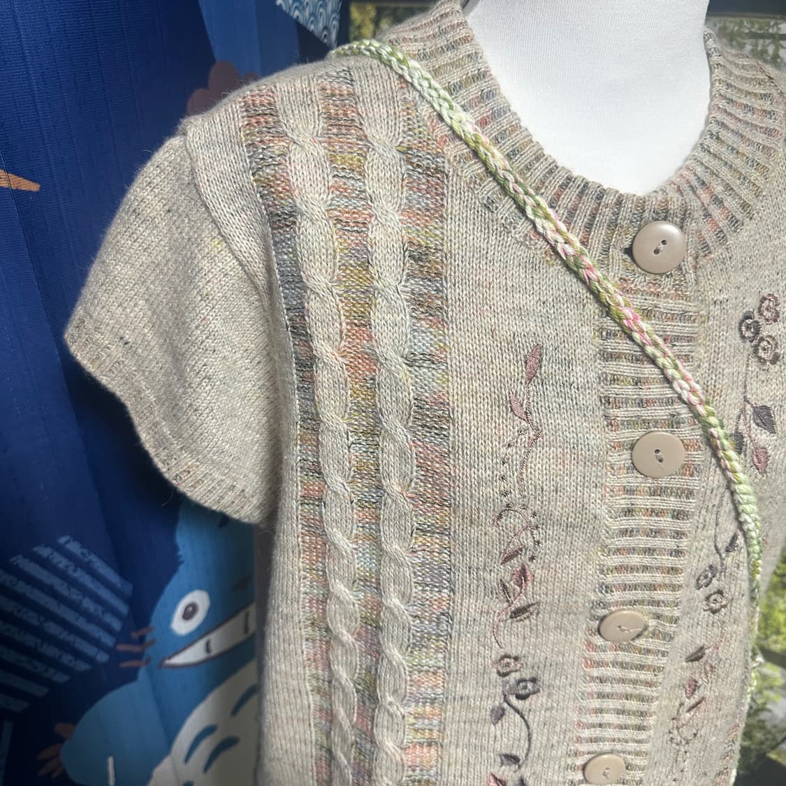 빈티지 반팔 니트 조끼 가디건 바선생 레이어드 모리 모리걸 상품이미지3