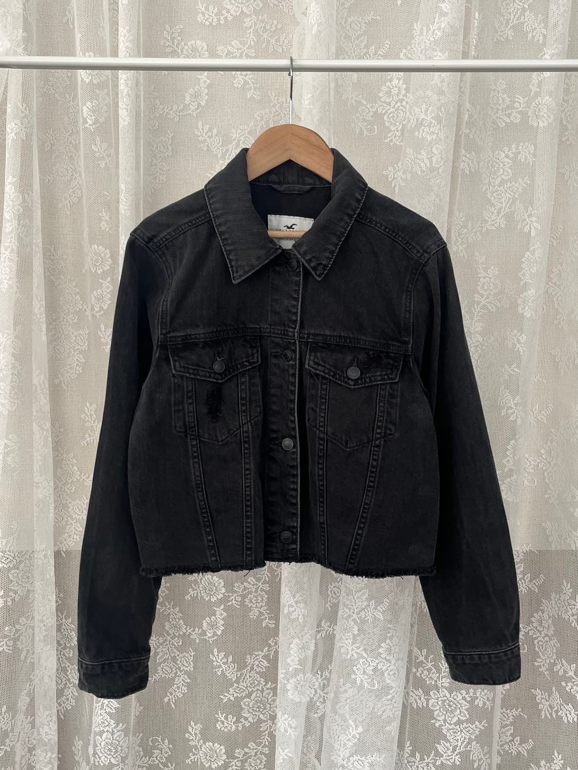 M) 홀리스터 크롭 데님 자켓 흑청 상품이미지1