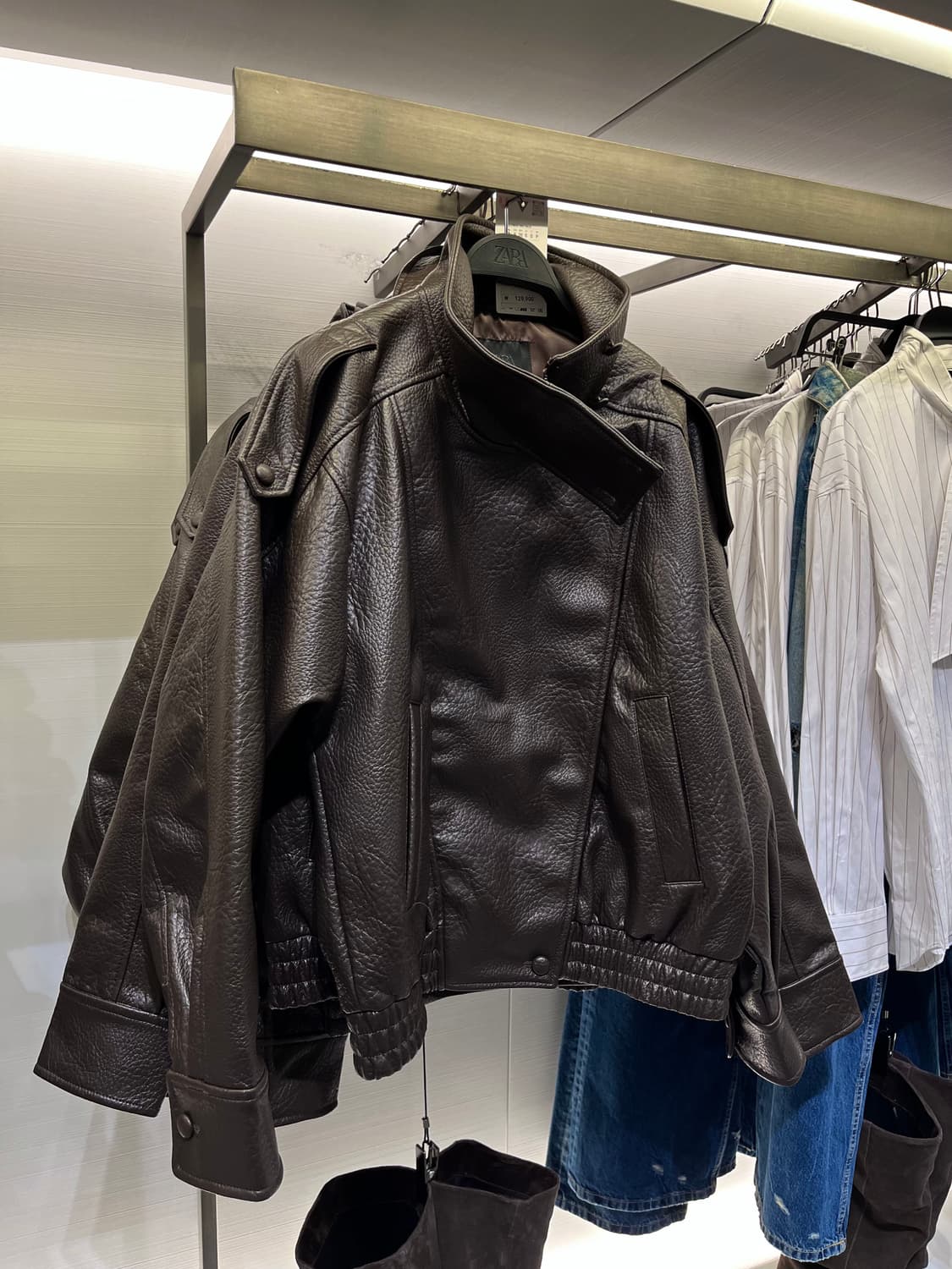 자라 레더 자켓 브라운 상품이미지1