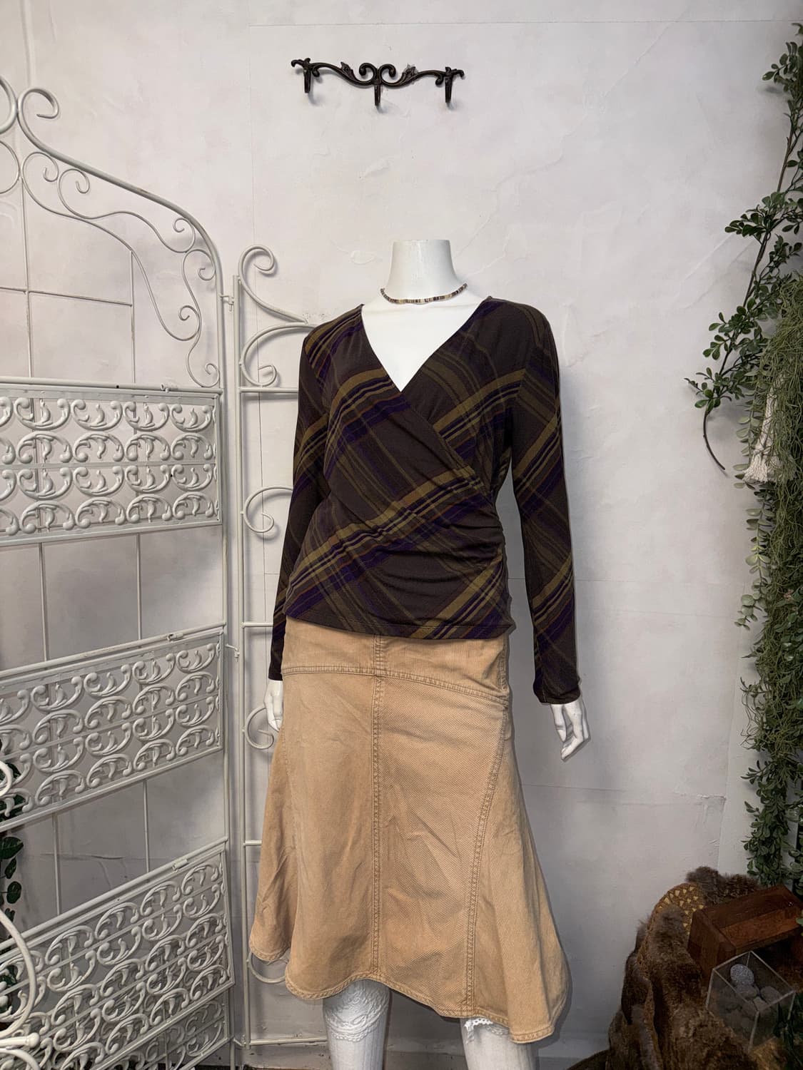 Ralph Lauren purple beige check wrap 슬리브 상품이미지5