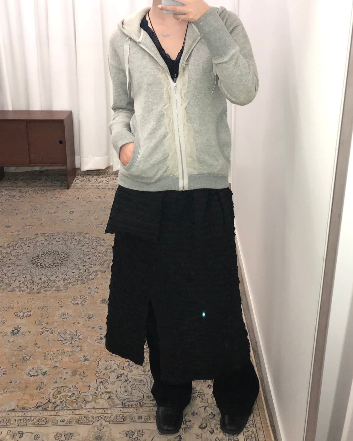 Lavin 그레이 프릴 후드집업 상품이미지7