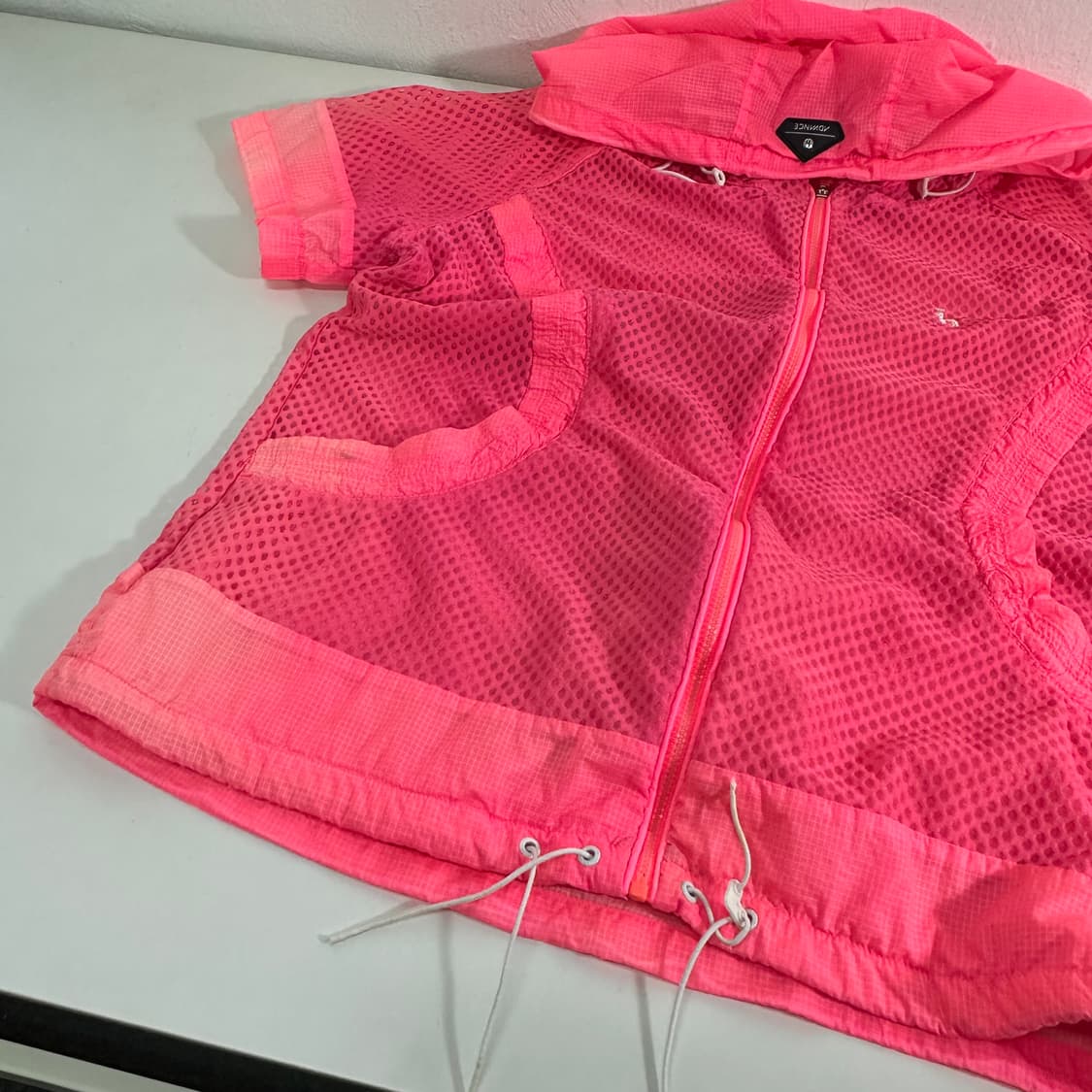 우먼M-L 헤지스골프 핑크 시스루 후드골프자켓 상품이미지2