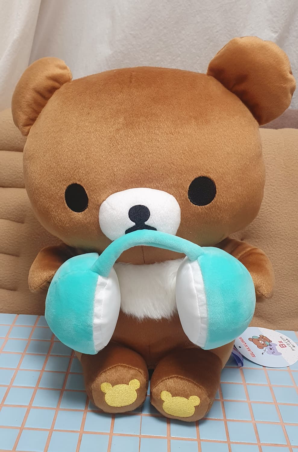 리락쿠마 코구마 챠이로이코구마 쿠지 b상 헤드셋 인형 상품이미지1