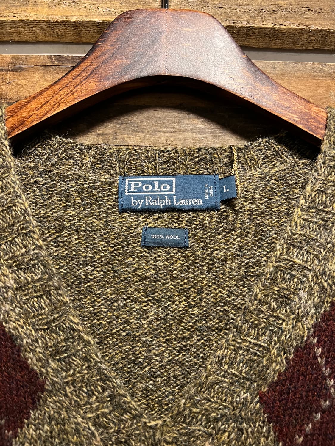 [L]폴로 랄프로렌 아가일 패턴 브라운 울 베스트 상품이미지2