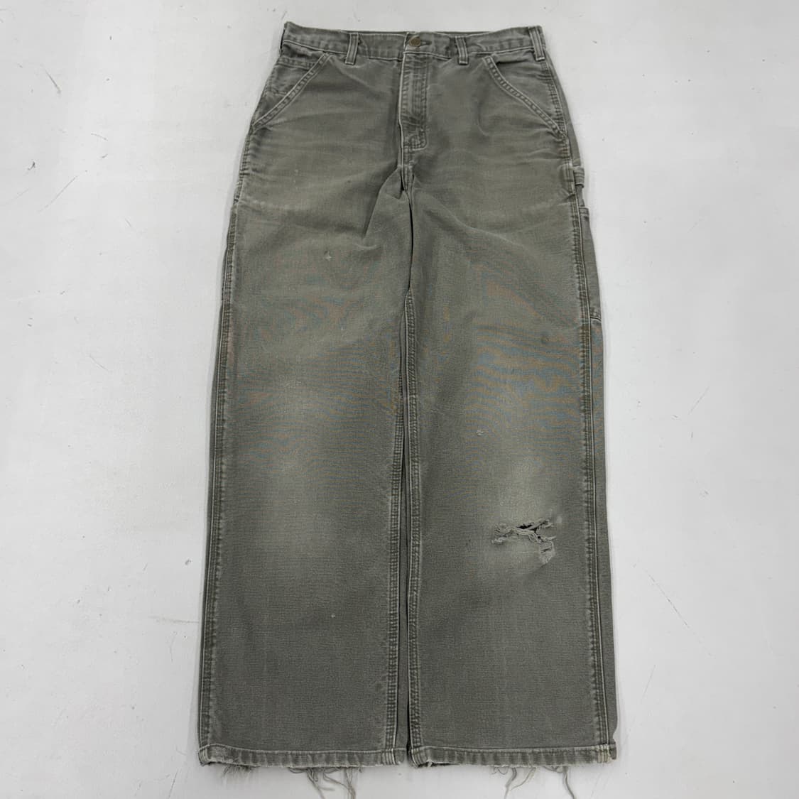 칼하트 OG 가죽패치 모스그린 카펜터 덕캔버스 페이딩 와이드 워크팬츠 상품이미지2