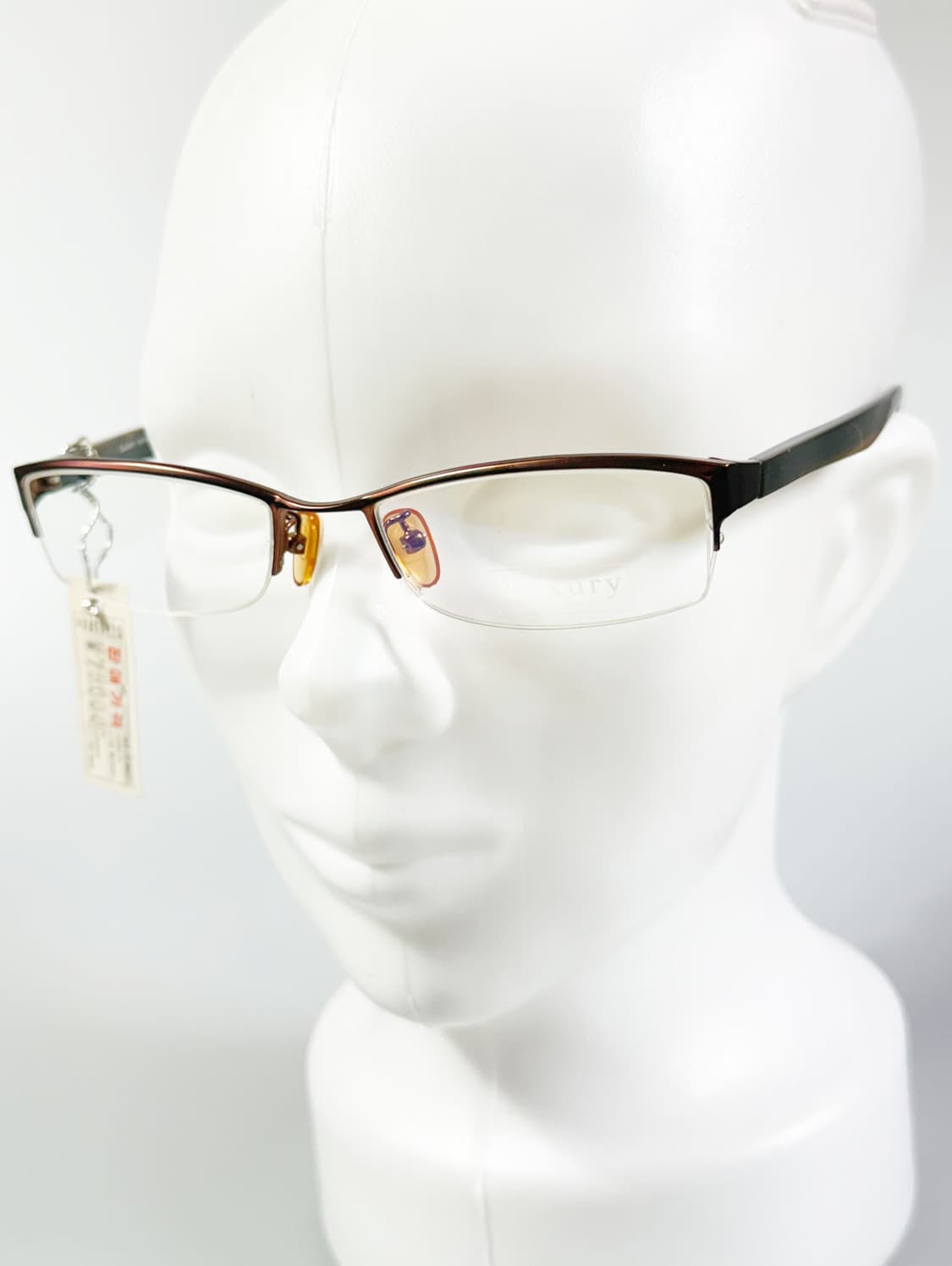 LUXURY EYEWEAR 브라운 반무테 스퀘어 메탈 빈티지 안경 상품이미지8