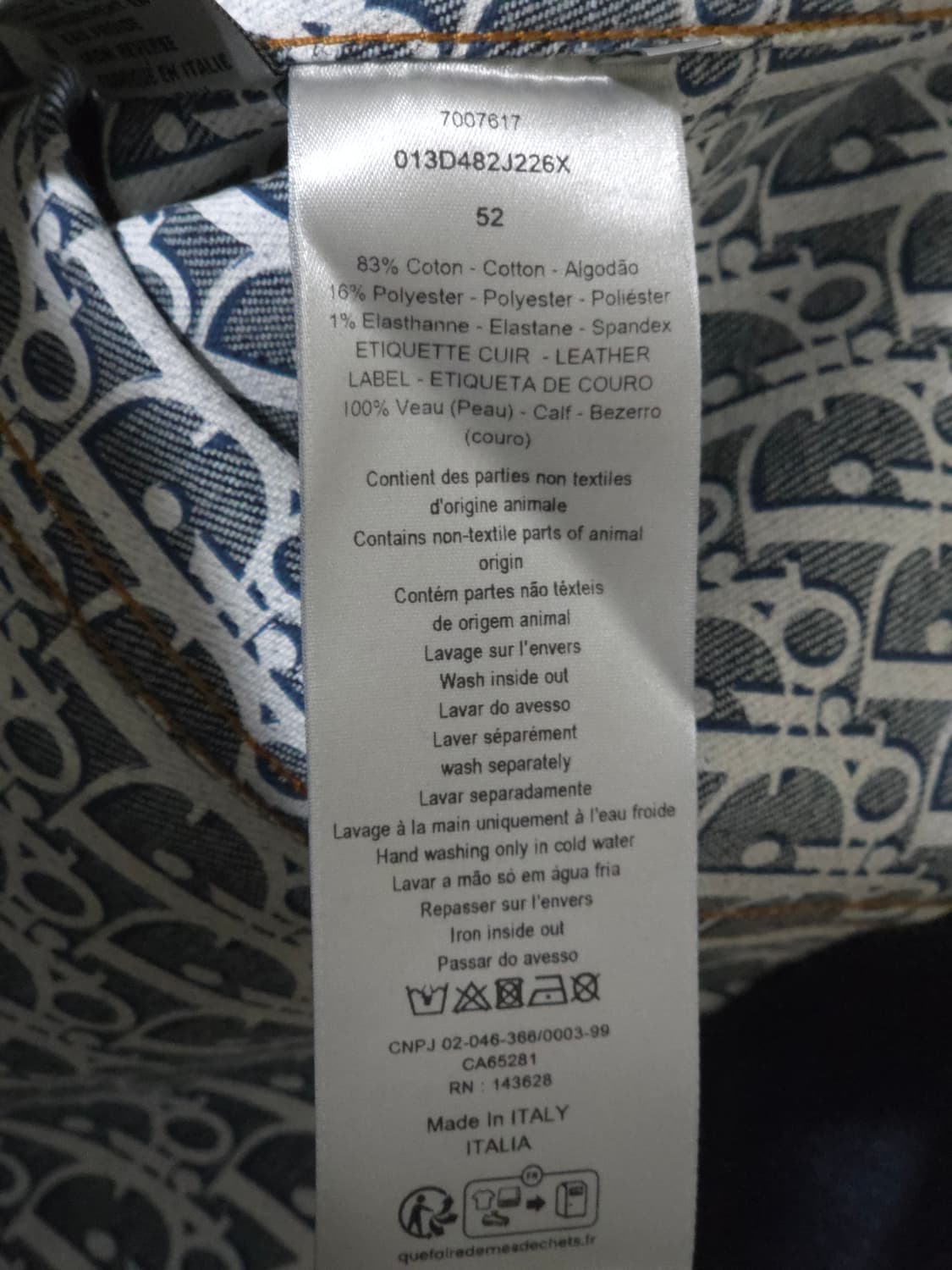 [새상품, 52 Size] 디올 오블리크 데님 청자켓 상품이미지10