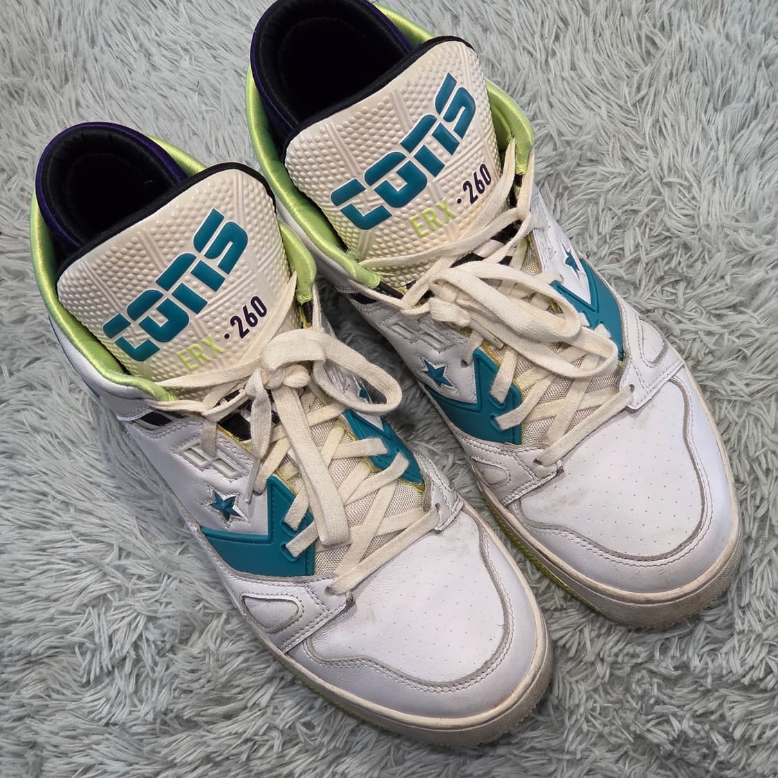 8w-20:컨버스 ERX 하이 화이트 터콰이즈 퍼플 260mm CONVE 상품이미지5