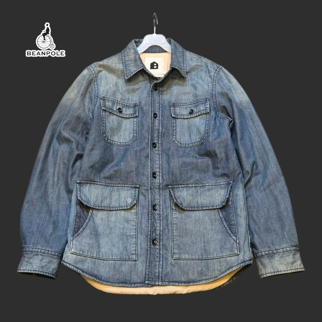 실사이즈-100(착샷잇음) 빈폴 워싱 데님 워크자켓  상품이미지1