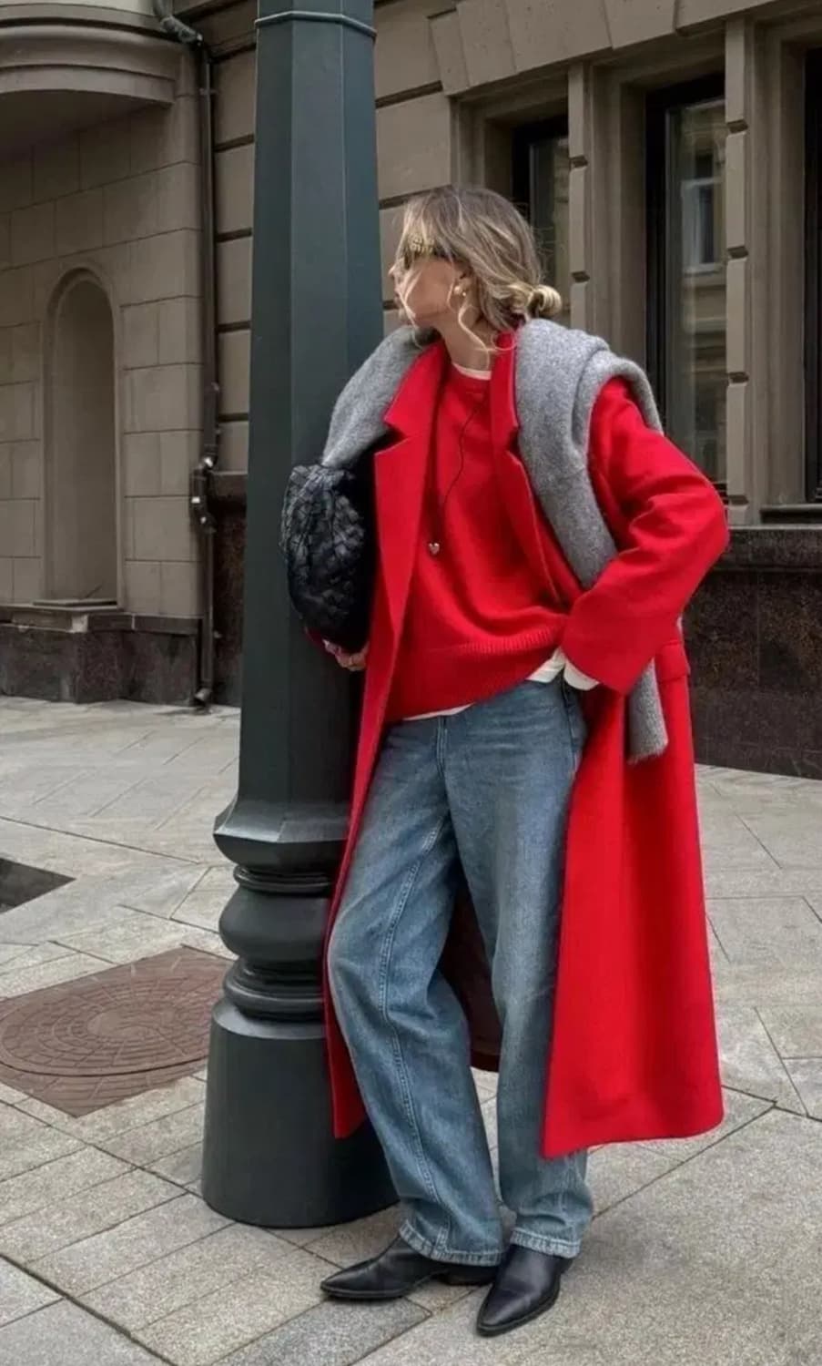 빈티지 울코트_ 레드 울 혼방 코트 (오버핏)드라이완료 상품이미지8