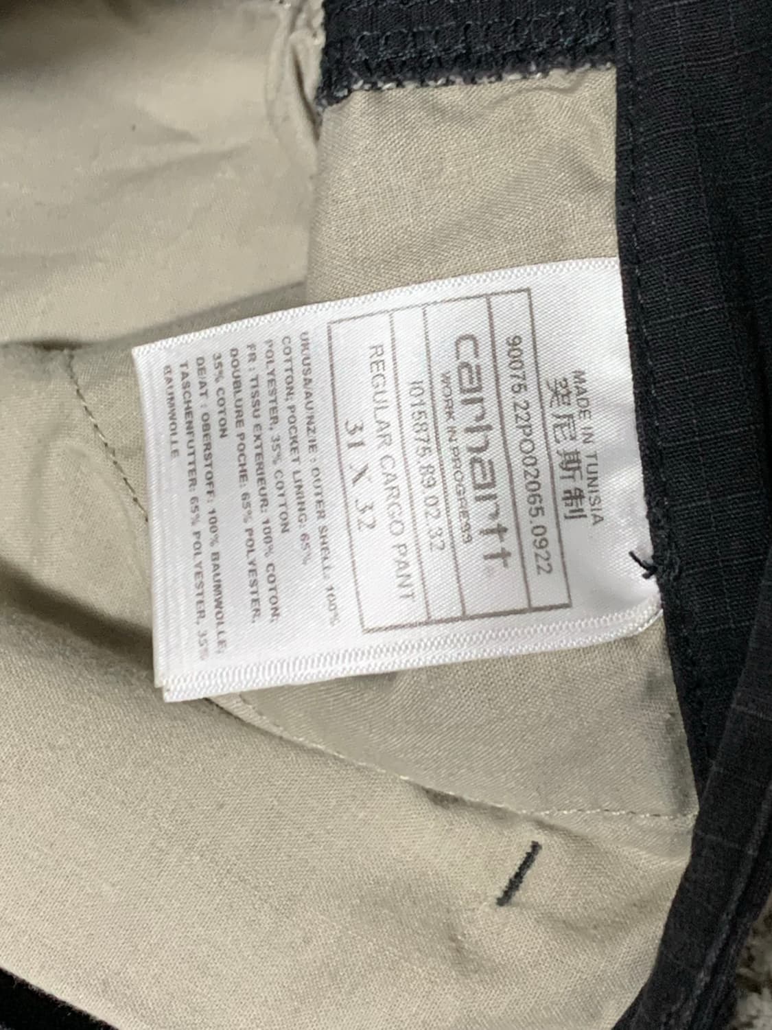 칼하트 레귤러 카고 팬츠 31x32 블랙 상품이미지3