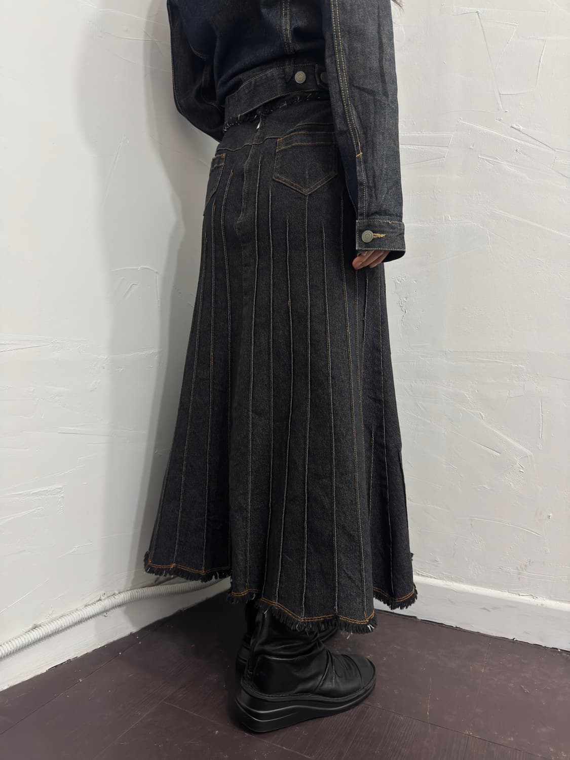 crealuxe denim design skirt 상품이미지3