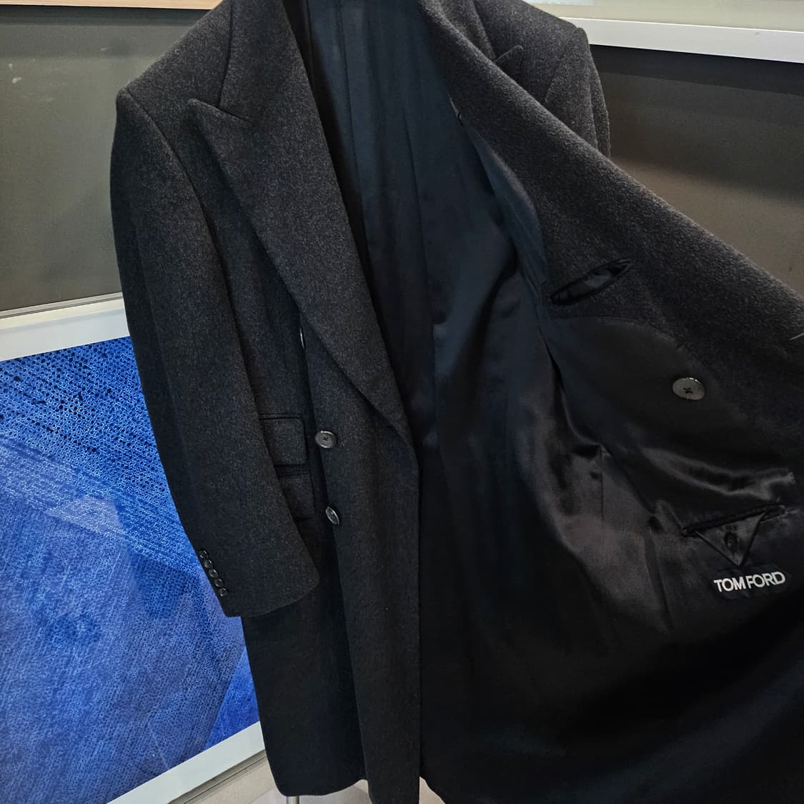톰포드  울 더블 브레스티드 챠콜 코트 상품이미지5