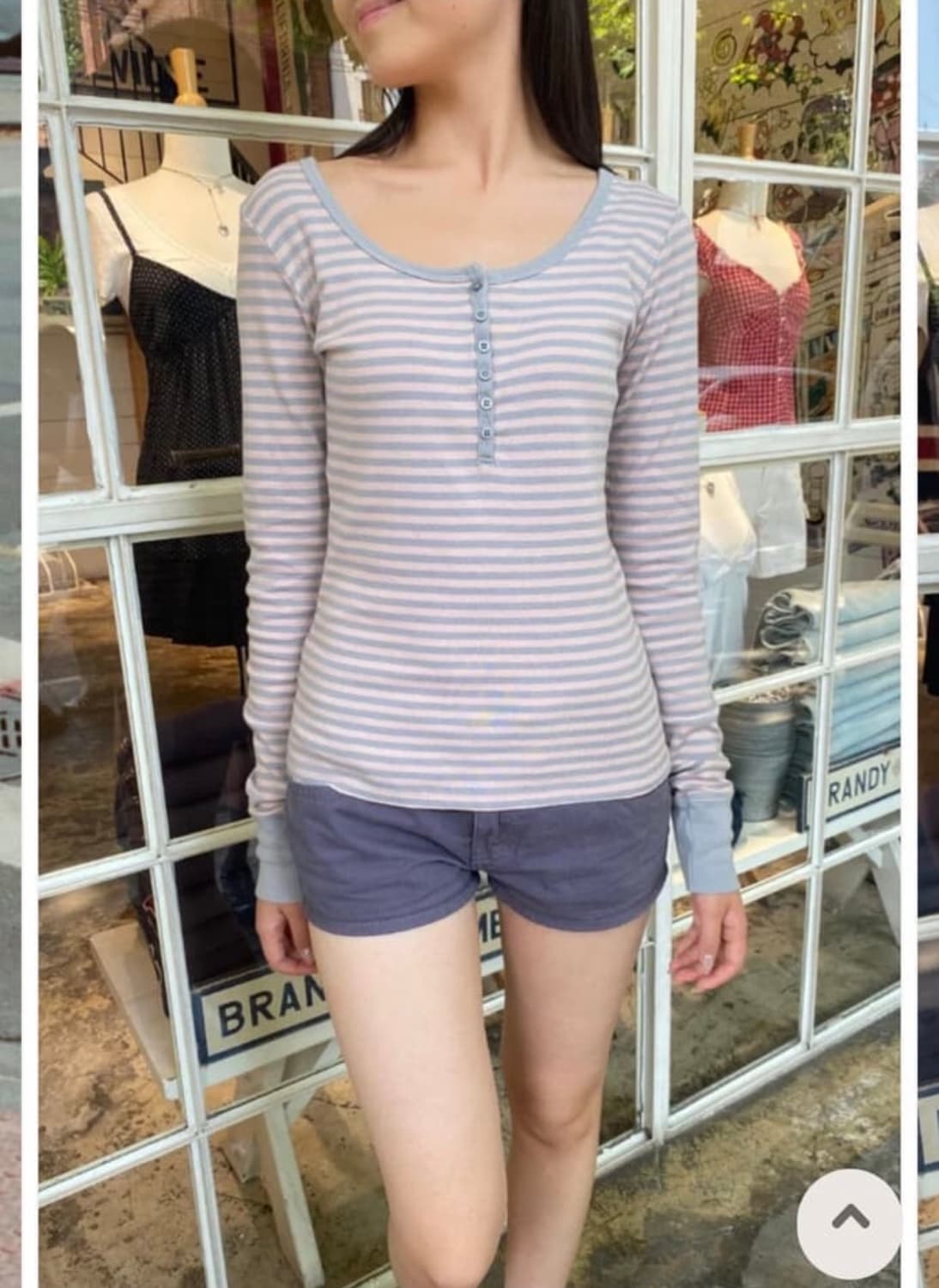 브랜디멜빌 롱슬리브 핑크그레이 zelly 스트라이프 상품이미지1