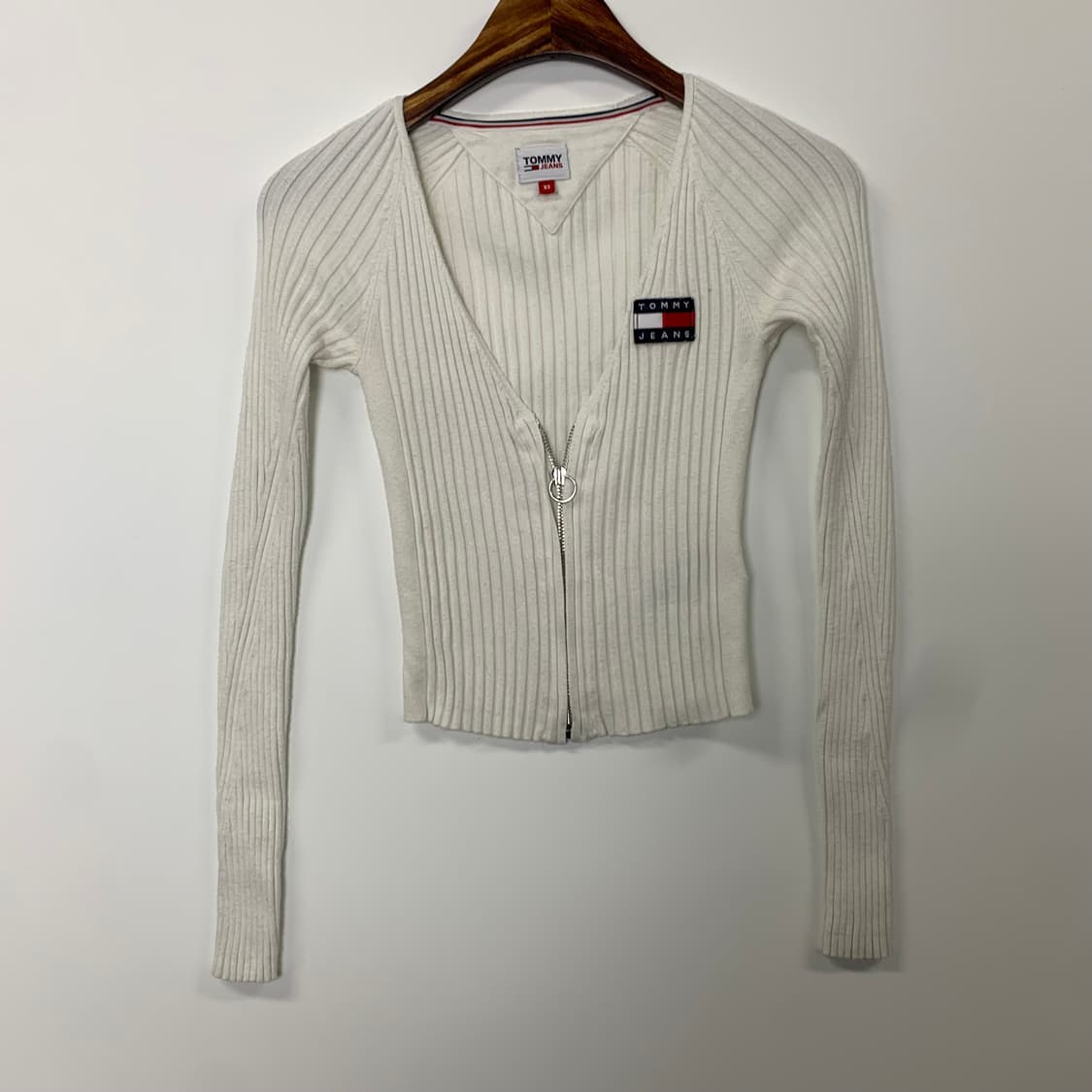 타미힐피거 골지 화이트 니트 집업 상품이미지2