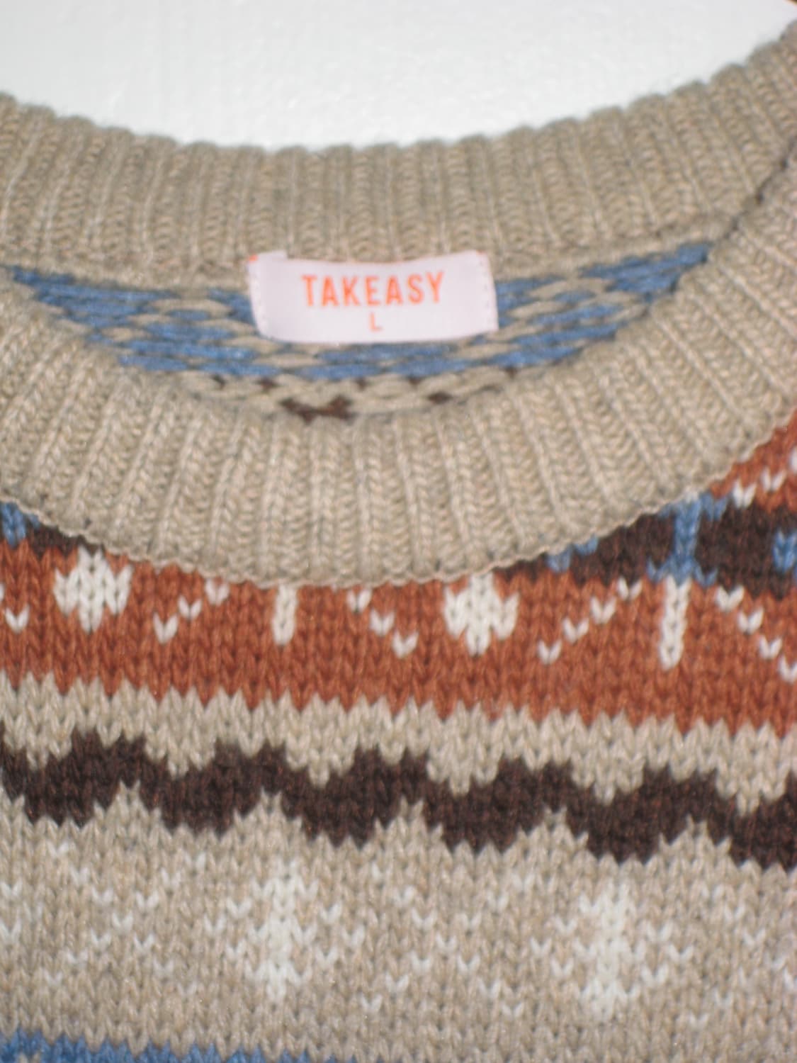 takeasy 페어아일 니트 베이지 총 3번입었습니다! 테이크이지 상품이미지4